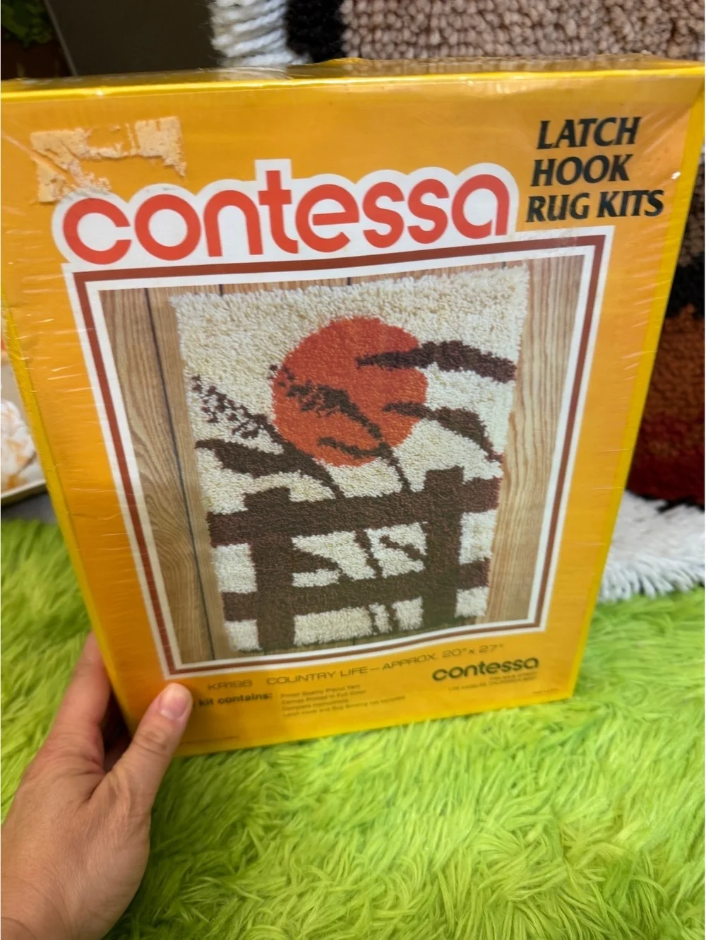 NOS VINTAGE LATCH HOOK CONTESSA COUNTRY SCENE